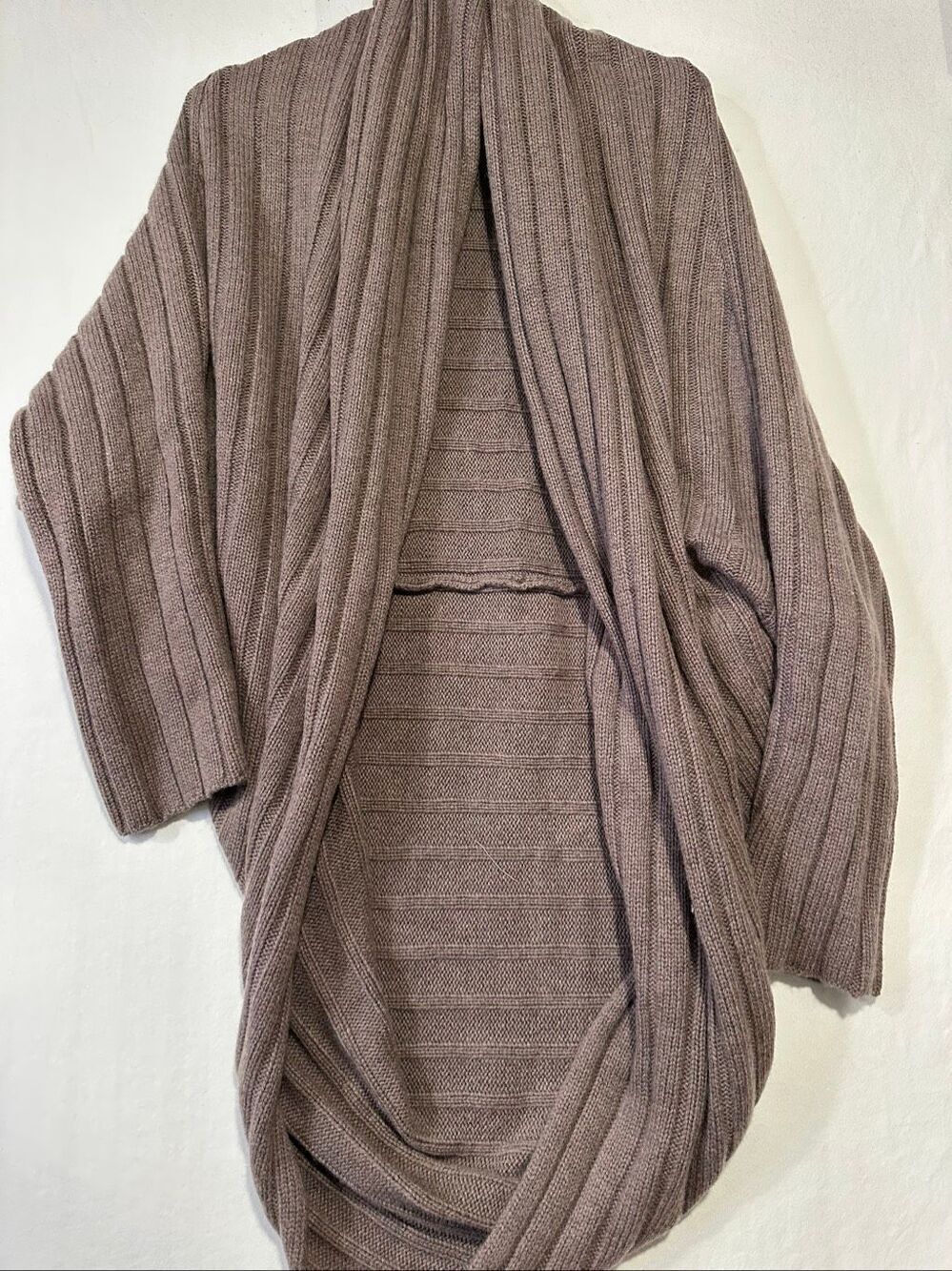 Beryll Cashmere Ribbed Cocoon Cardigan Taupe Open Front One Size NWT Retail $980